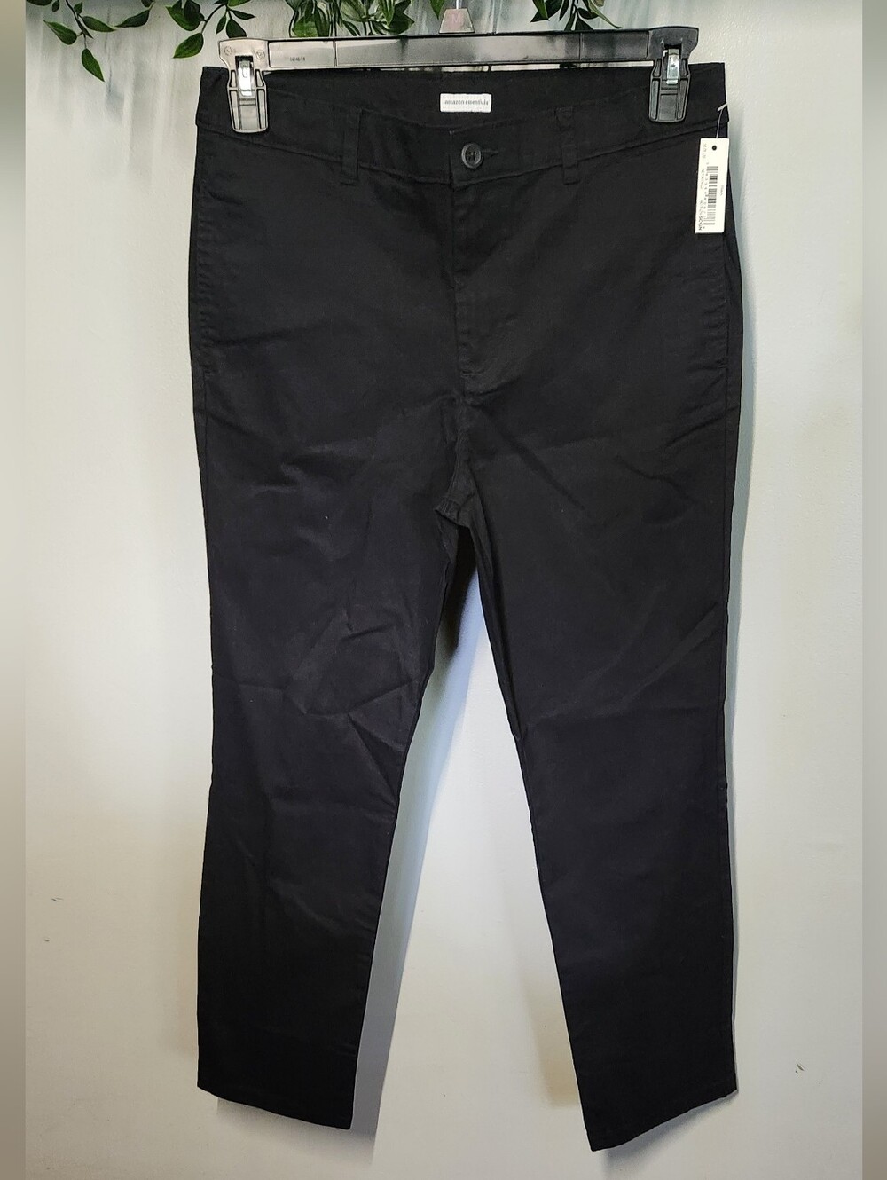 Amazon Essentials Black Straight Leg Black Khaki Casual Pants